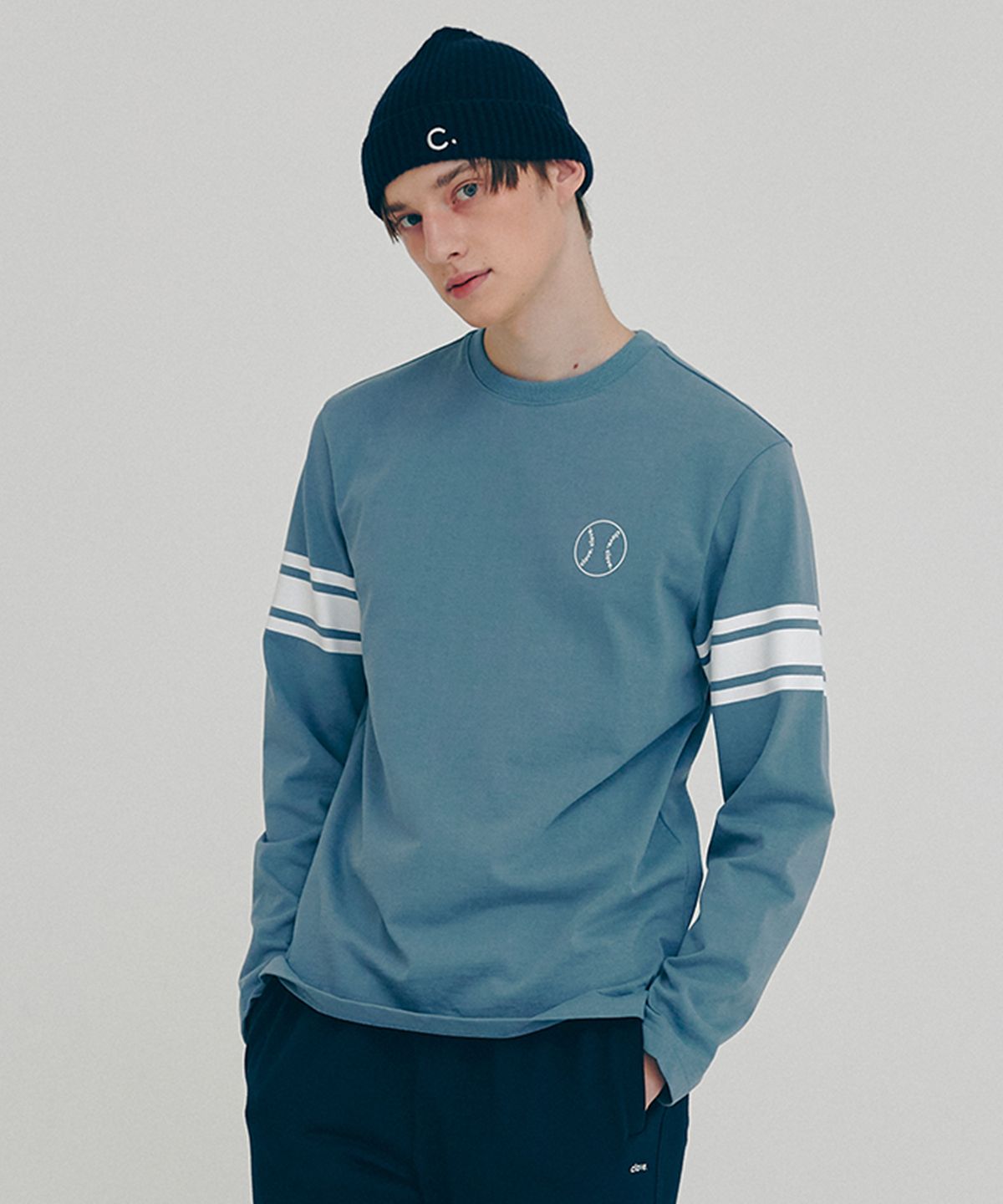 클로브(CLOVE) [FW21 clove] Baseball Sleeve T-Shirt (Blue)