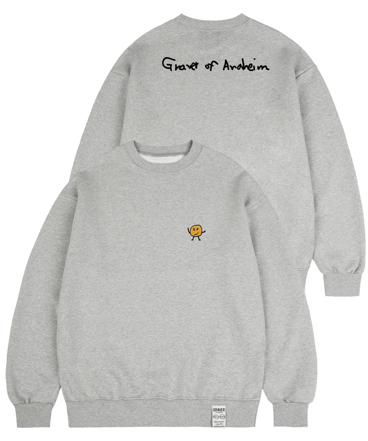그레이버(GRAVER) [UNISEX]드로잉도트 자수 백로고 맨투맨_그레이