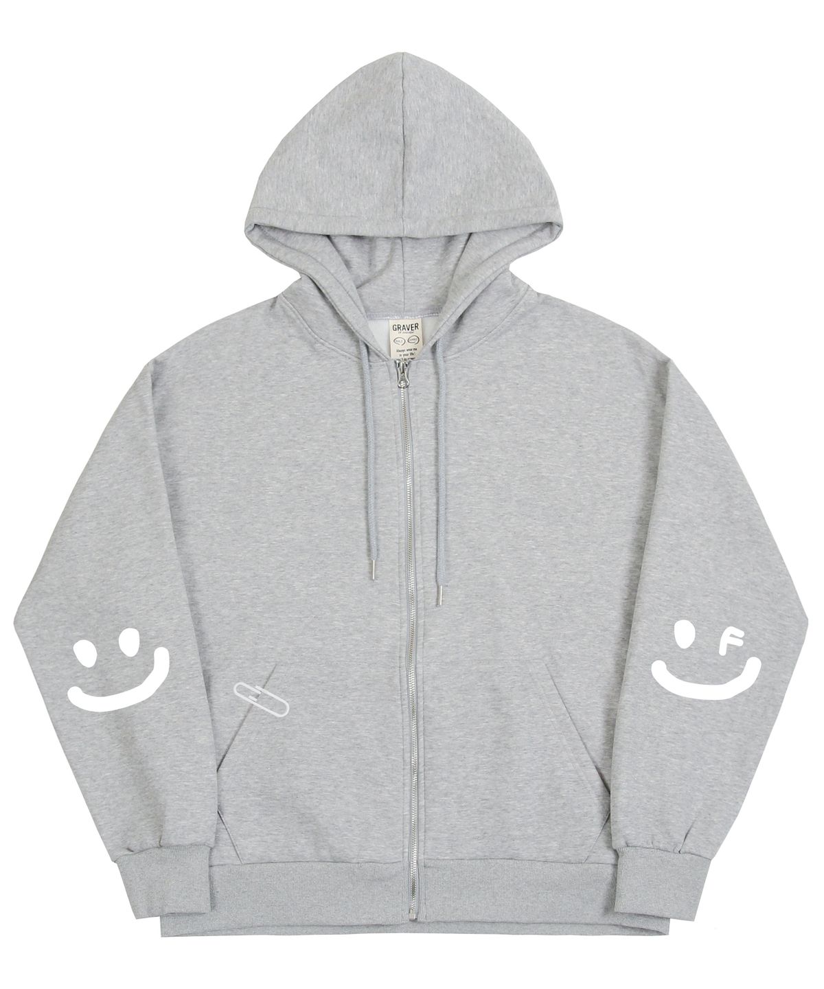 그레이버(GRAVER) [UNISEX]엘보우 드로잉스마일 후드집업_그레이