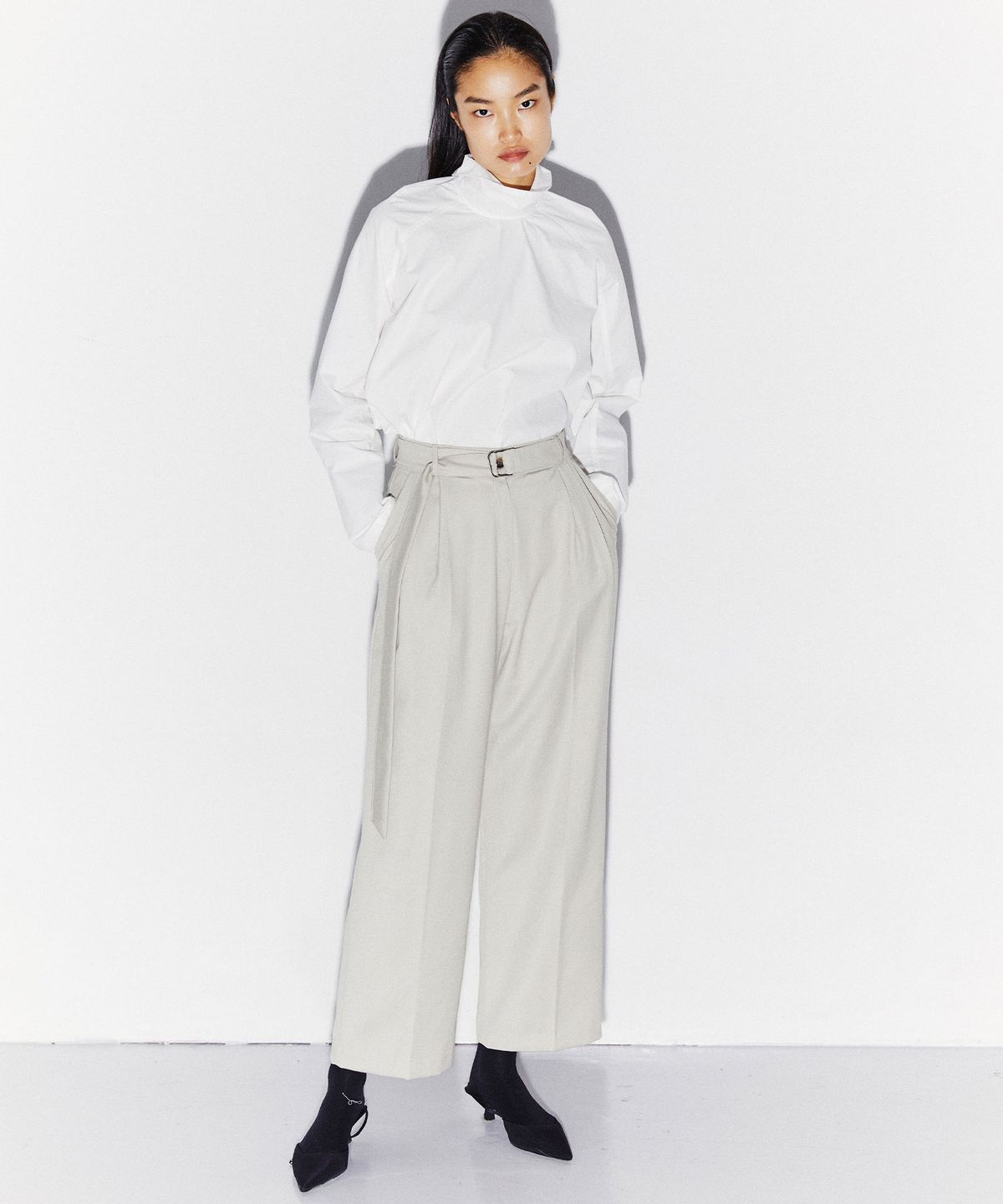 킴도(KIMDOH) BELT WIDE PANTS IVORY