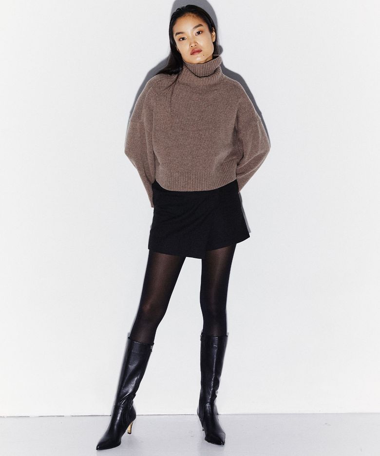 TAILORED WRAP MINI SKIRT BLACK
