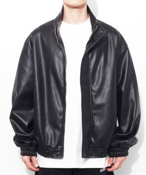 LB Synthetic Leather Hidden Jacket (Black)