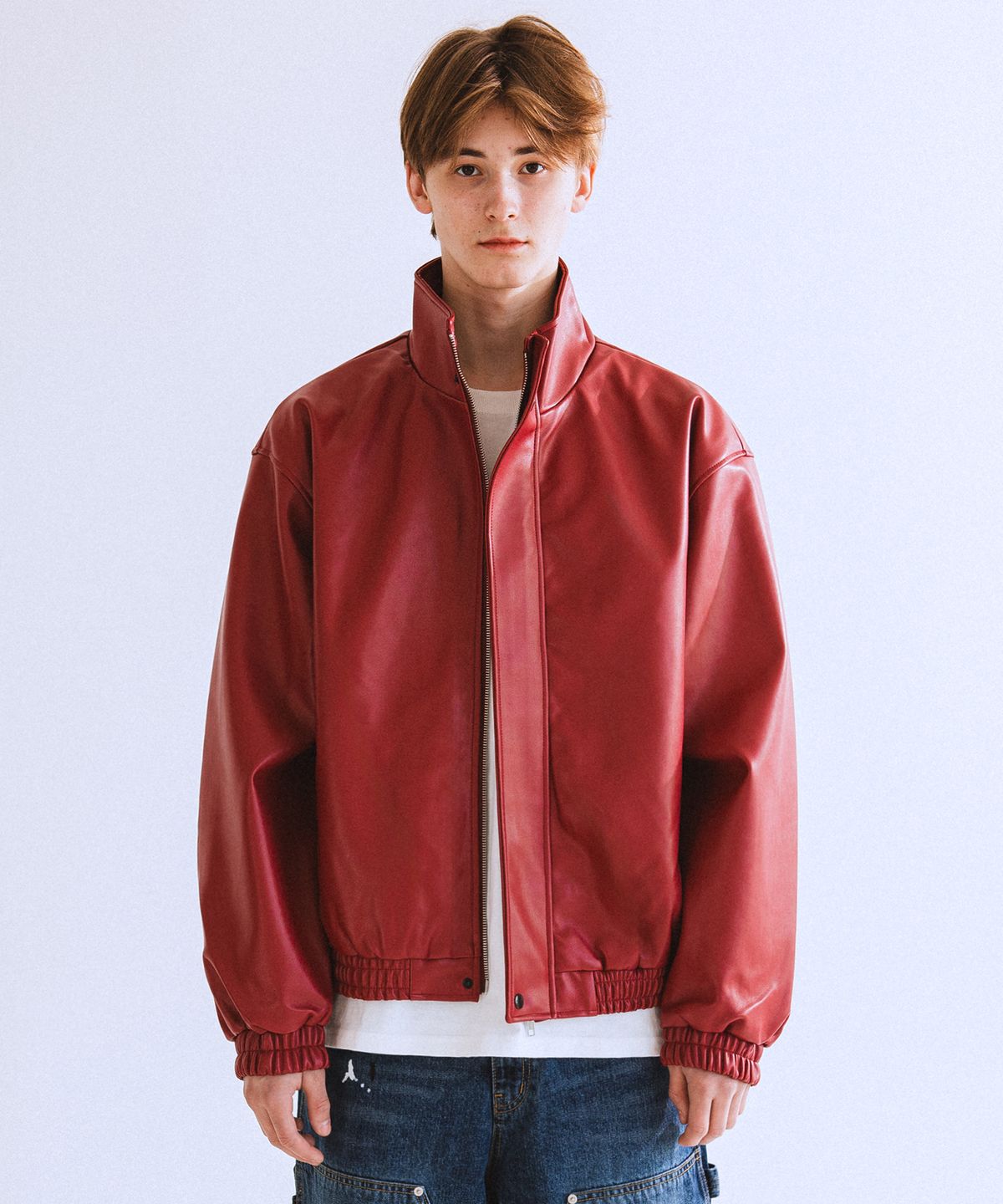 큐티에잇 가먼츠(QT8 GARMENTS) LB Synthetic Leather Hidden Jacket (Red)