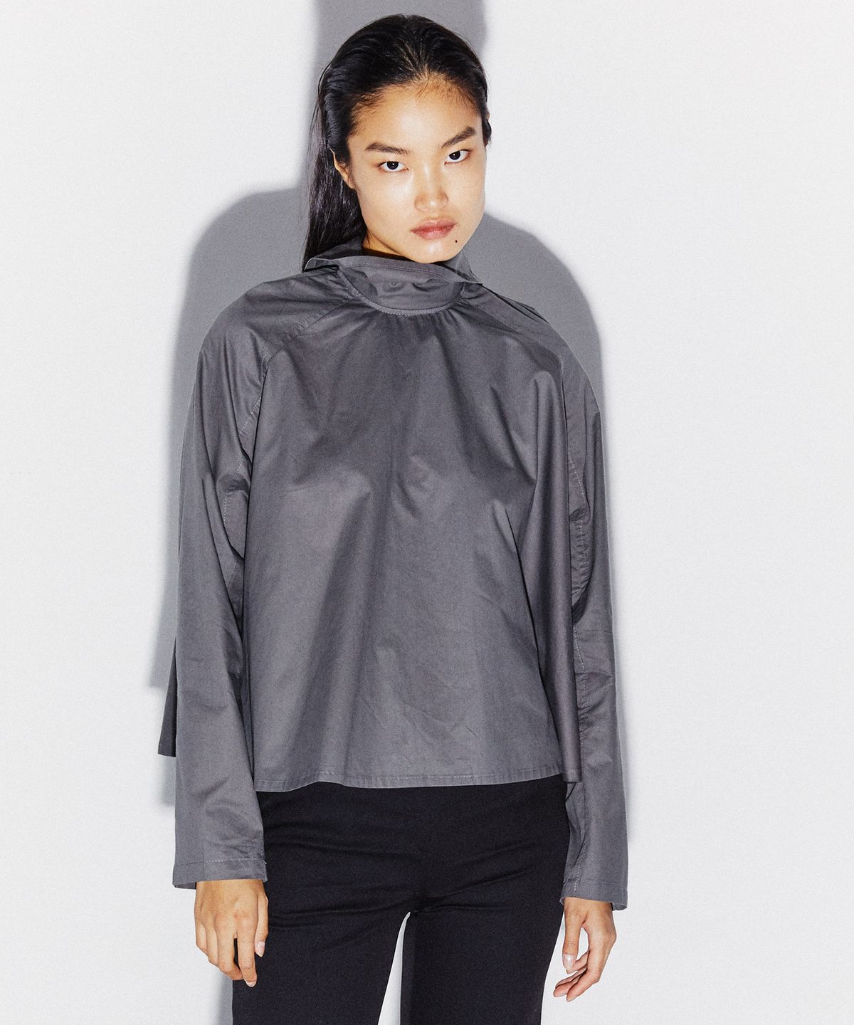 킴도(KIMDOH) HIGH NECK COTTON SHIRT GRAY