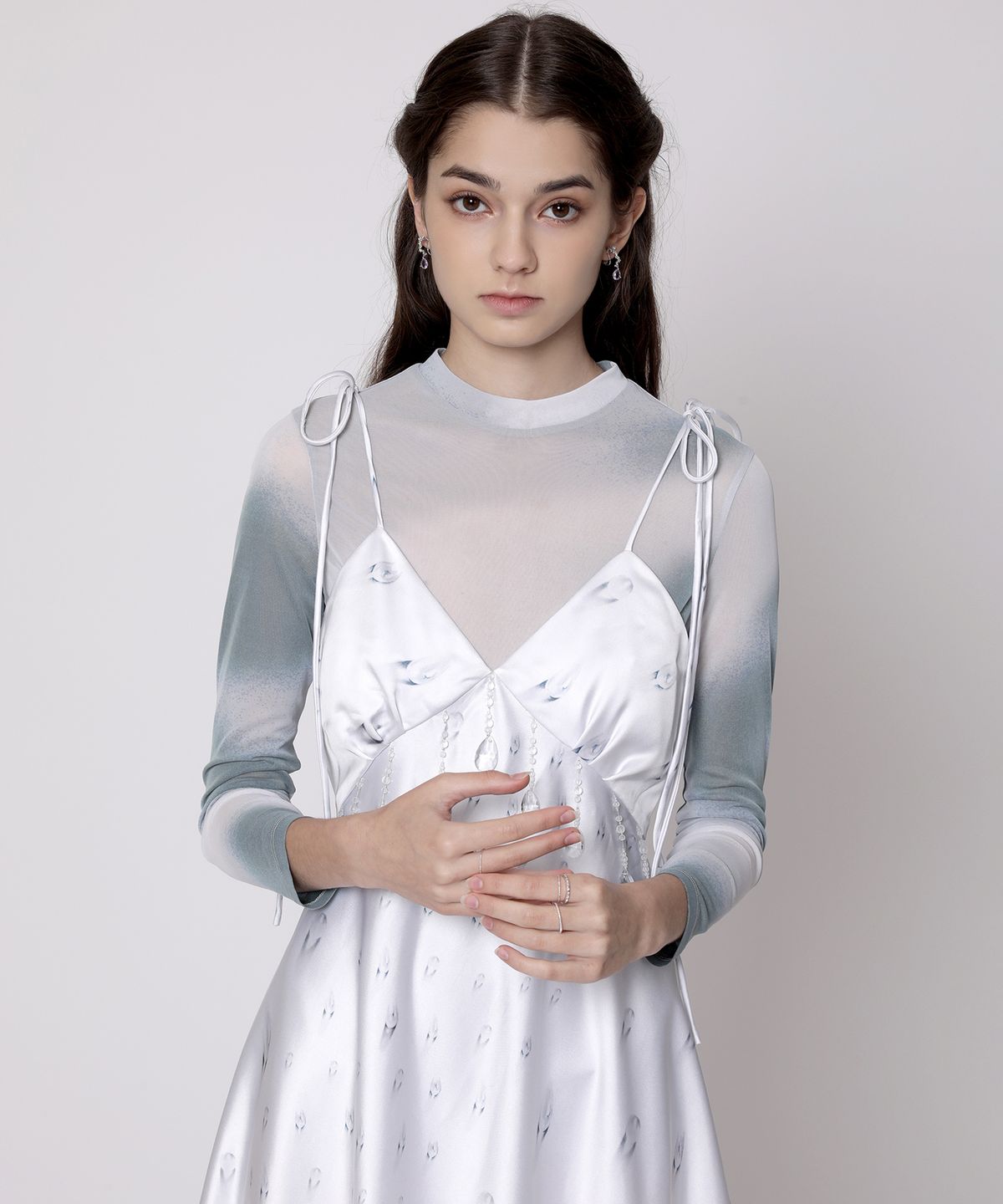 아이스가든에이오공팔(ICE GARDEN A.508) Water Wave Print Mesh Top