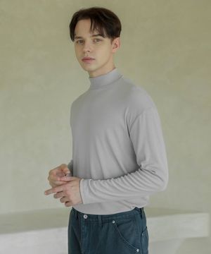 하프 폴라 니트 티셔츠 라이트그레이