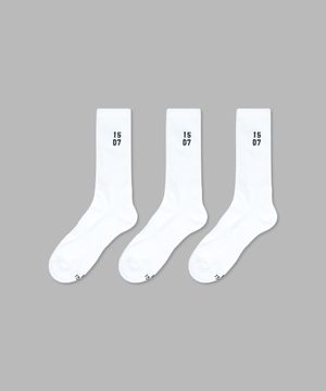 [3PACK] 1507 로고 크루 삭스 _ 스노우화이트