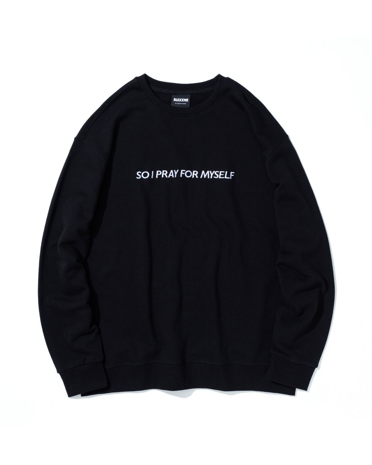 블랙스미(BLEXXME) SO I PRAY FOR MYSELF OVERSIZE FIT SWEAT SHIRT BLACK