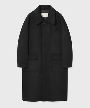 [Drape Wool] 캐시미어블렌드 세미오버핏 발마칸 코트_블랙