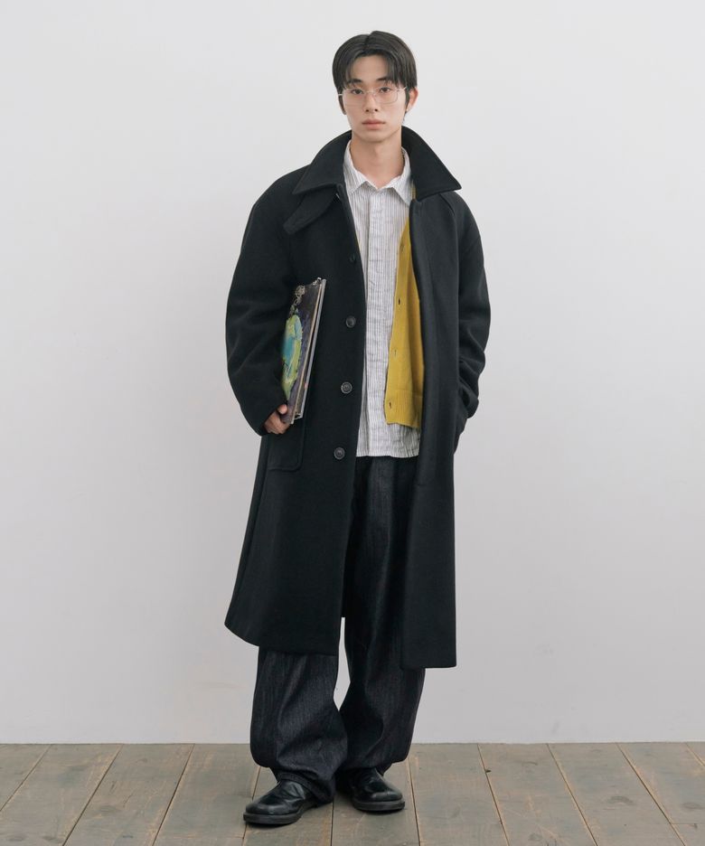 [Drape Wool] 캐시미어블렌드 세미오버핏 발마칸 코트_블랙
