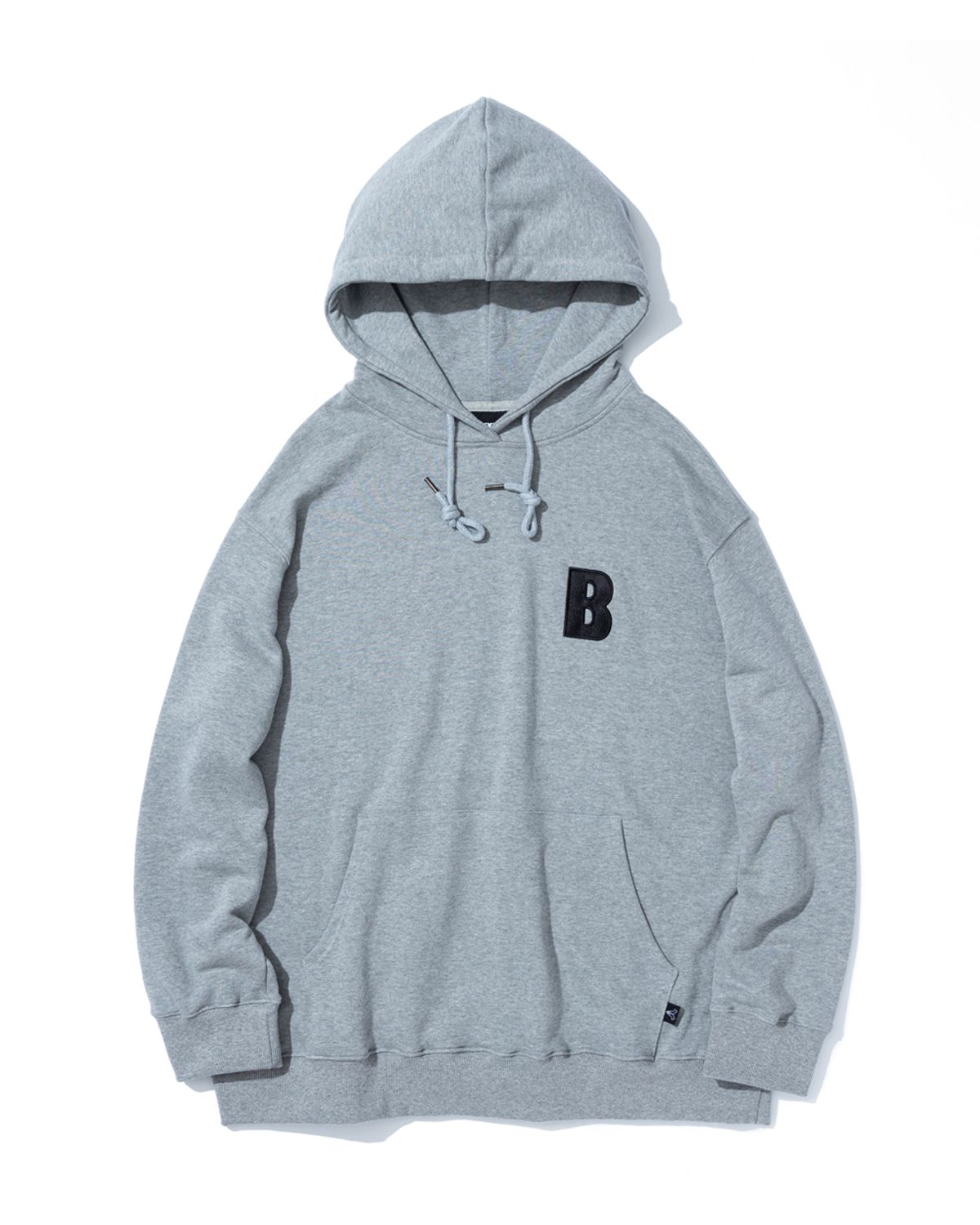 블랙스미(BLEXXME) B LOGO PATCH OVERSIZE FIT HOOD T-SHIRT GREY