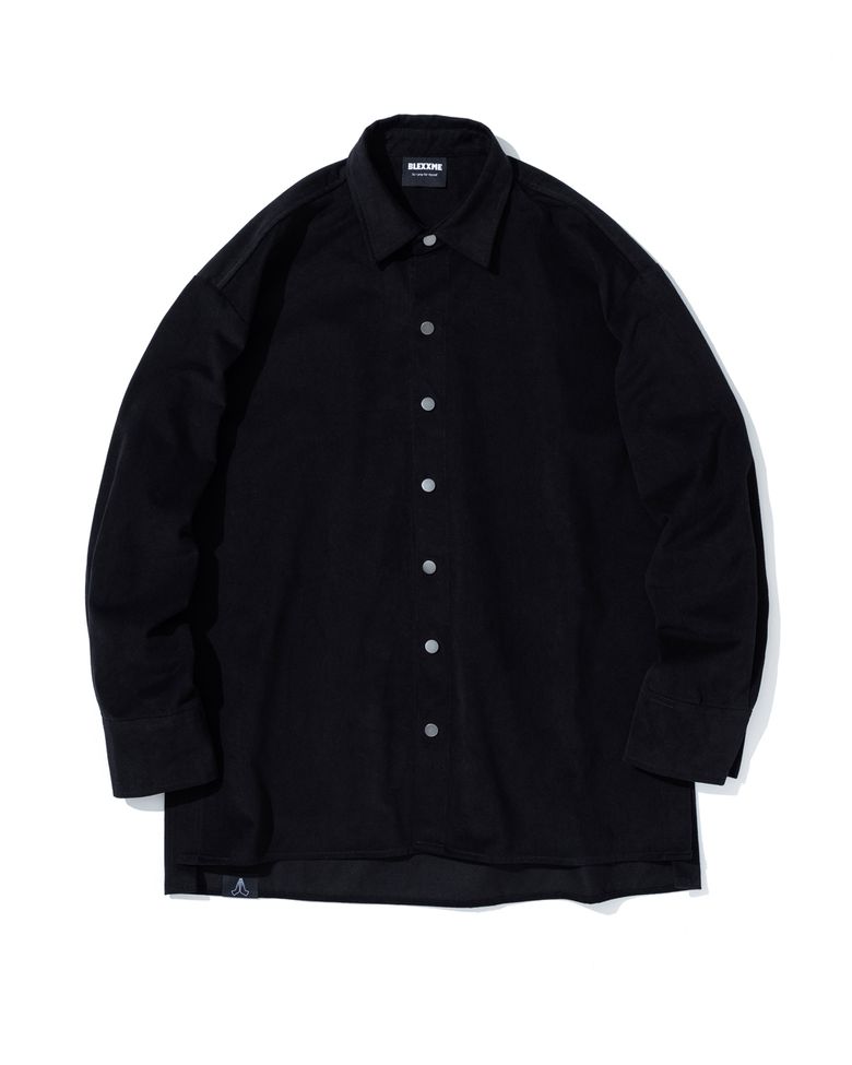 BASIC OVERSIZE FIT SLIT SHIRT TRUCKER JACKET BLACK