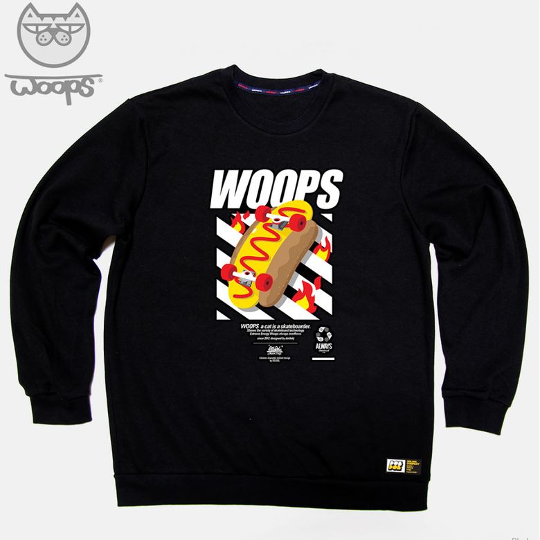 WOOPS-MTM-84 스케이트보드 고양이 웁스 캐릭터 맨투맨 긴팔티