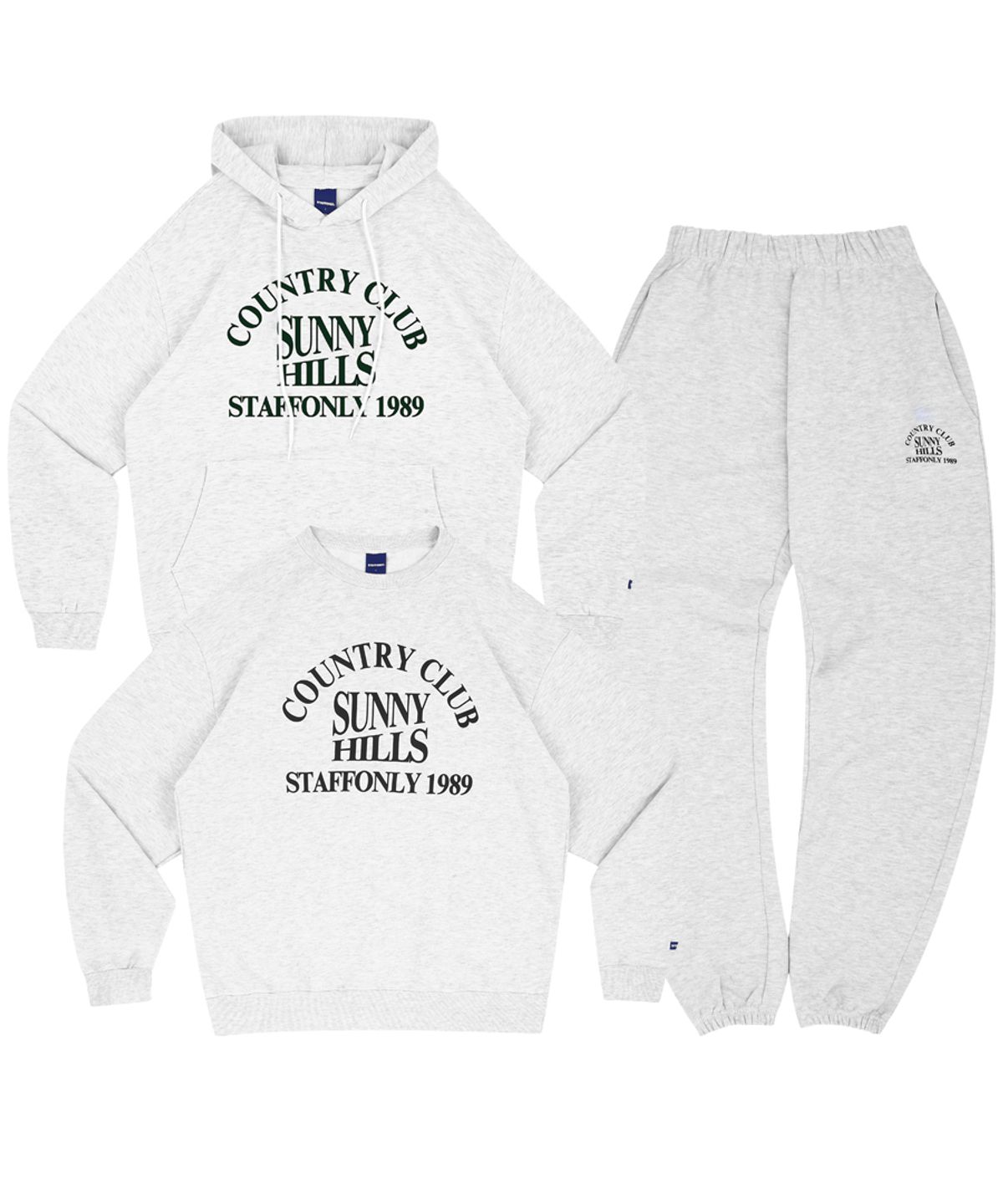 스텝온리(STAFFONLY) [SET] SUNNY HILLS SWEATS SET UP (MELANGE WHITE)