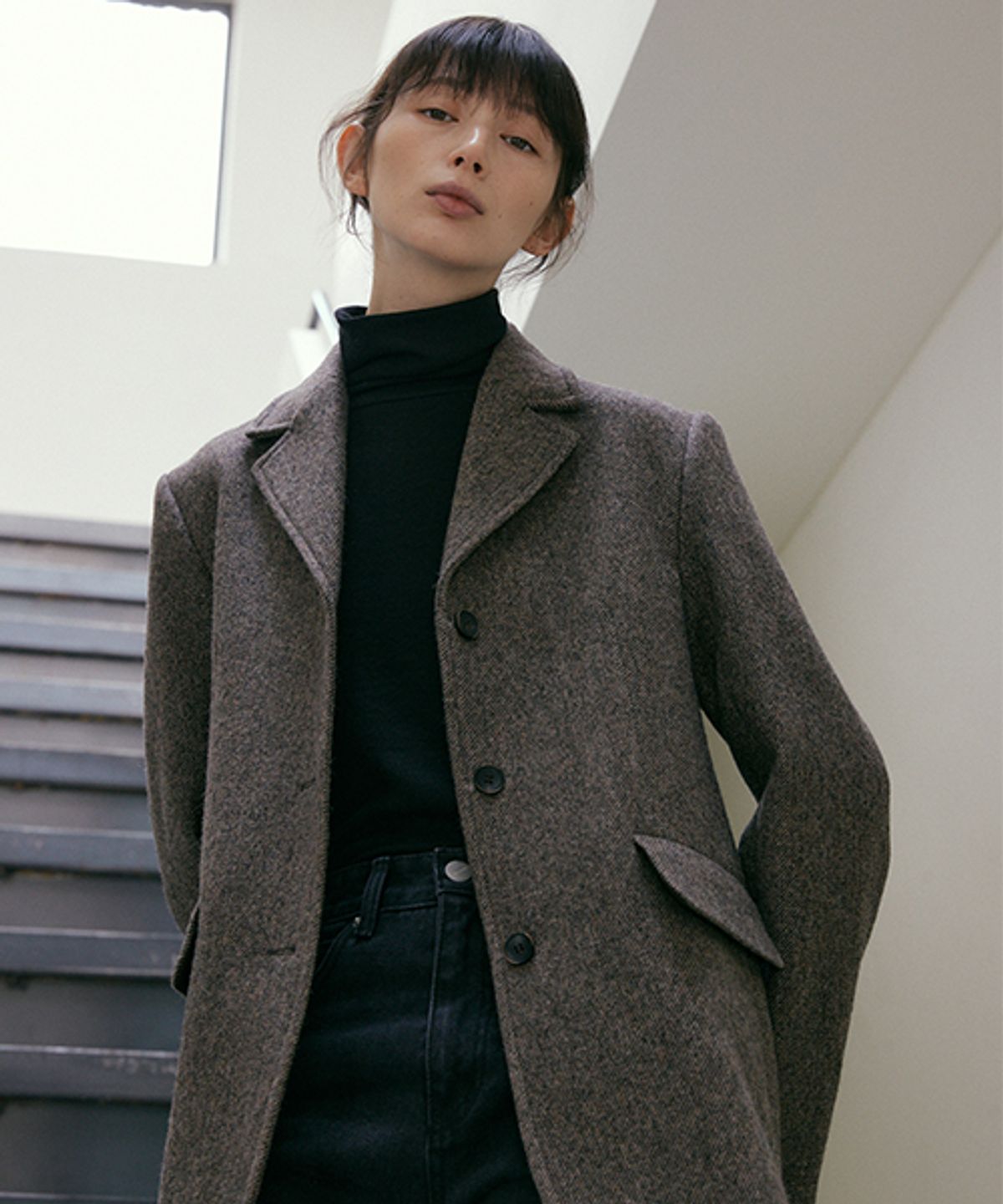 링서울(LINGSEOUL) wool blended classic jacket-brown