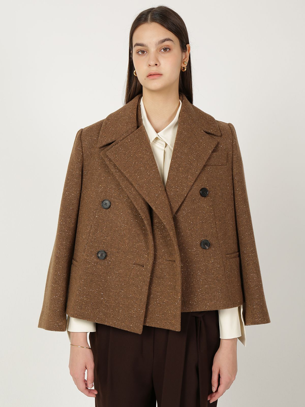 르이엘(LE YIEL) Overlap Panel Wool Jacket_Brown 오버랩 패널 울 자켓_브라운