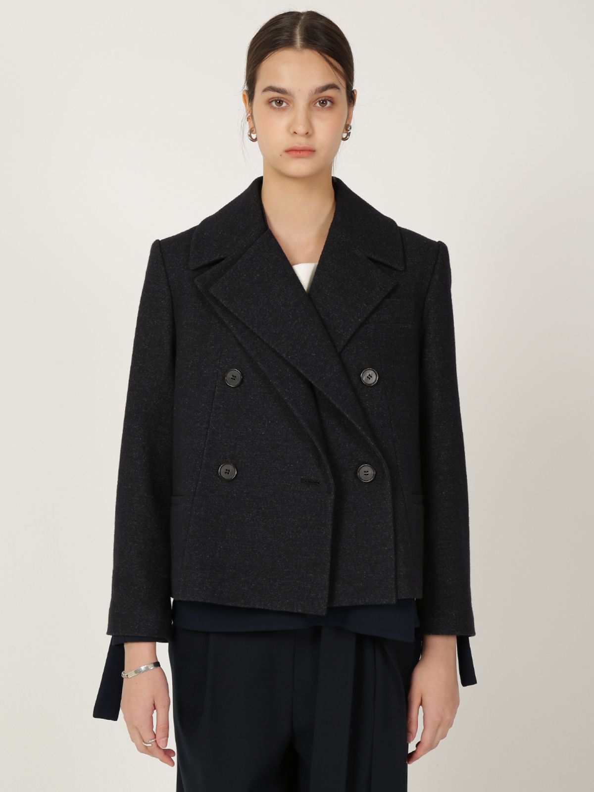 르이엘(LE YIEL) Overlap Panel Wool Jacket_Navy 오버랩 패널 울 자켓_네이비