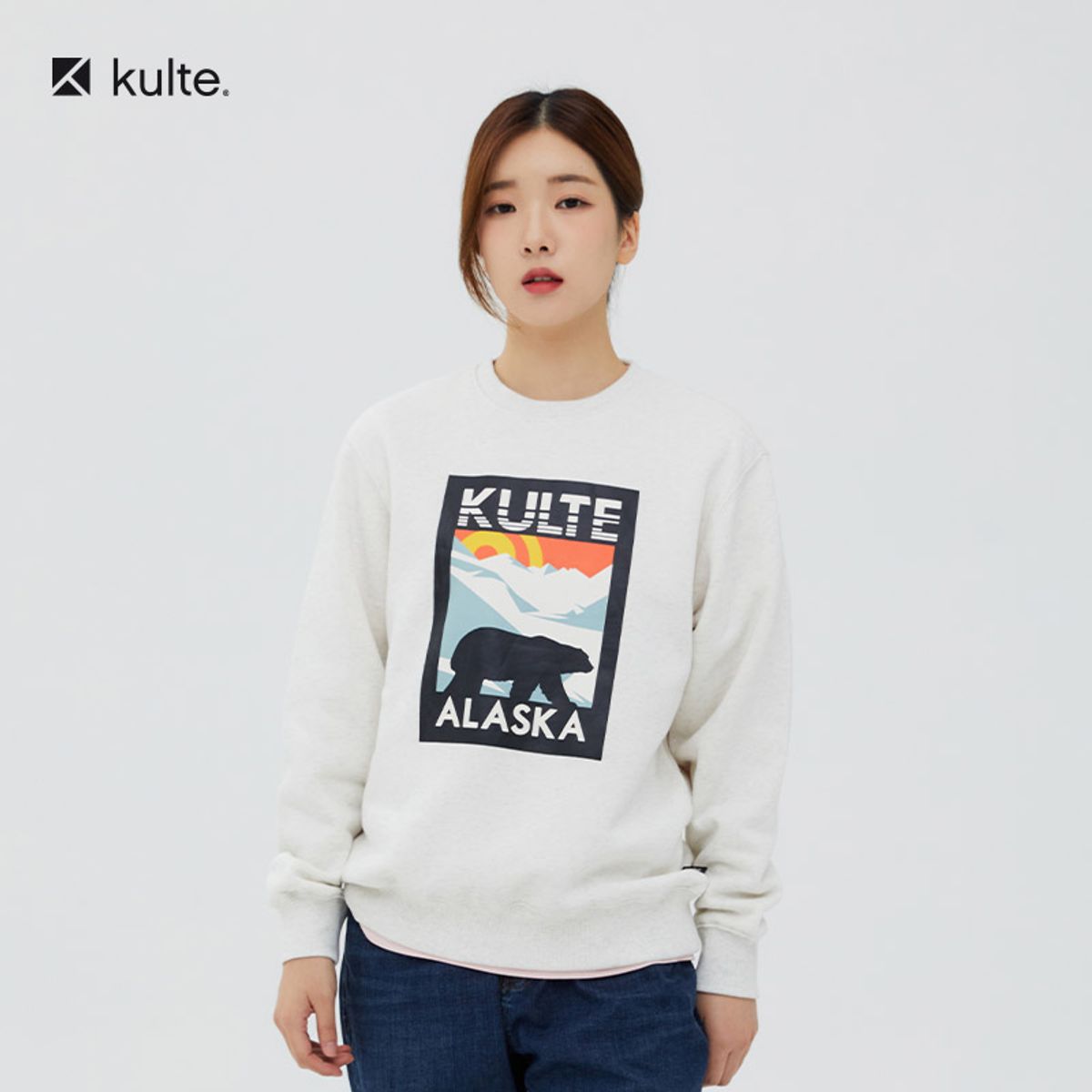 쿨트(KULTE) 016 알래스카 크루넥 맨투맨 멜란지그레이