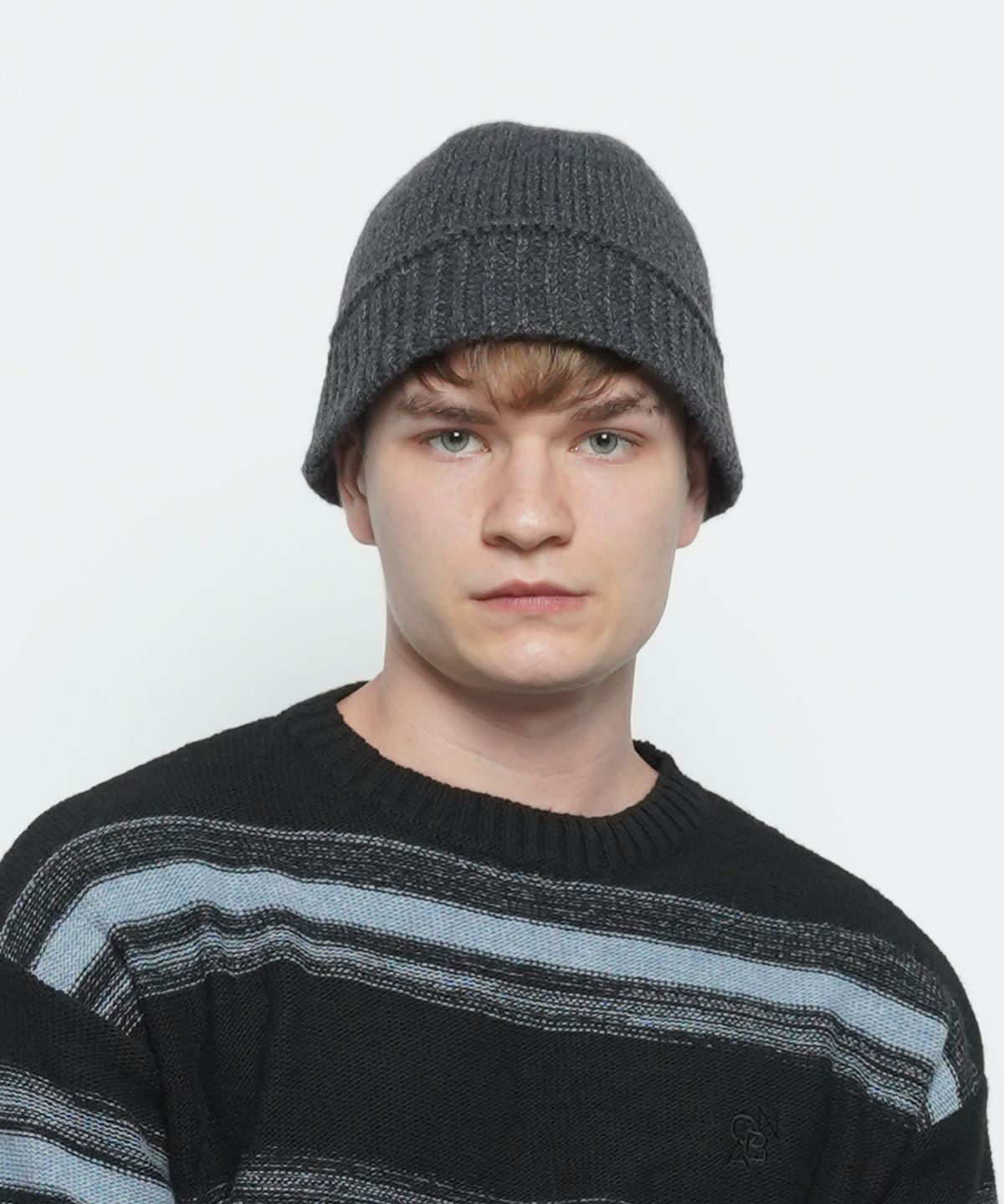 에이본(THE-ABON) MW212 line knit bucket hat black