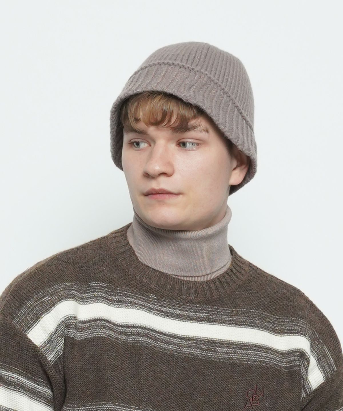 에이본(THE-ABON) MW212 line knit bucket hat cocoa