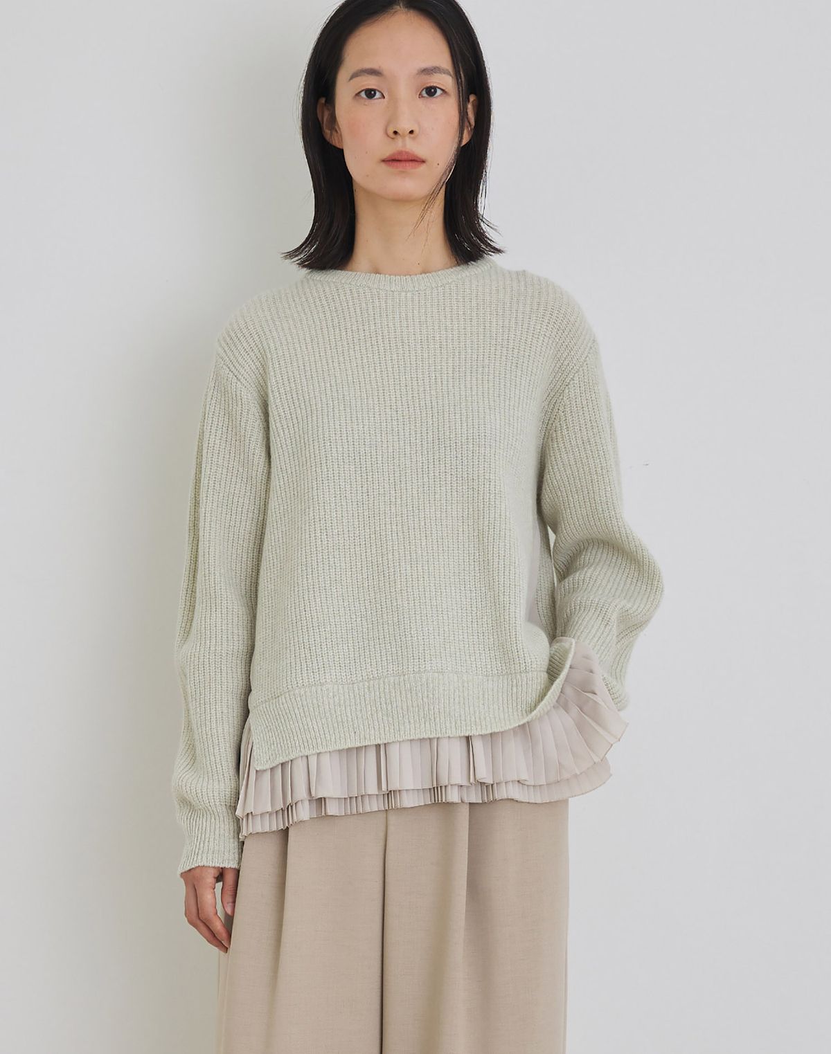 마누엘 에 기욤(MANUELLE ET GUILLAUME) Alpaca pleats knit lemon beige