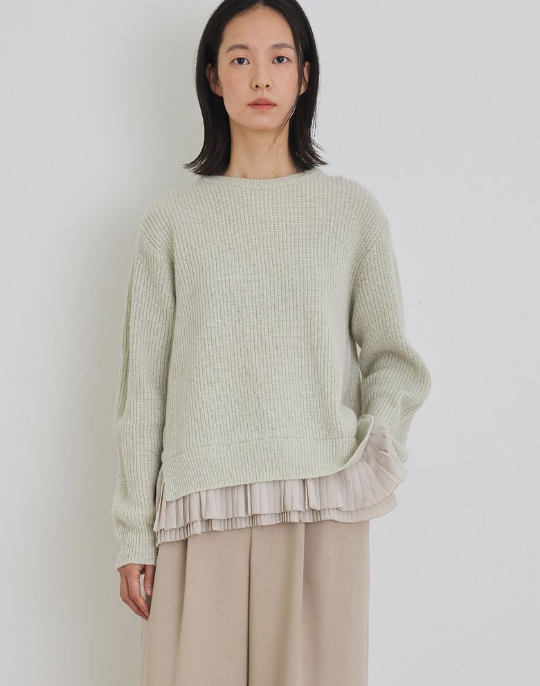 Alpaca pleats knit lemon beige