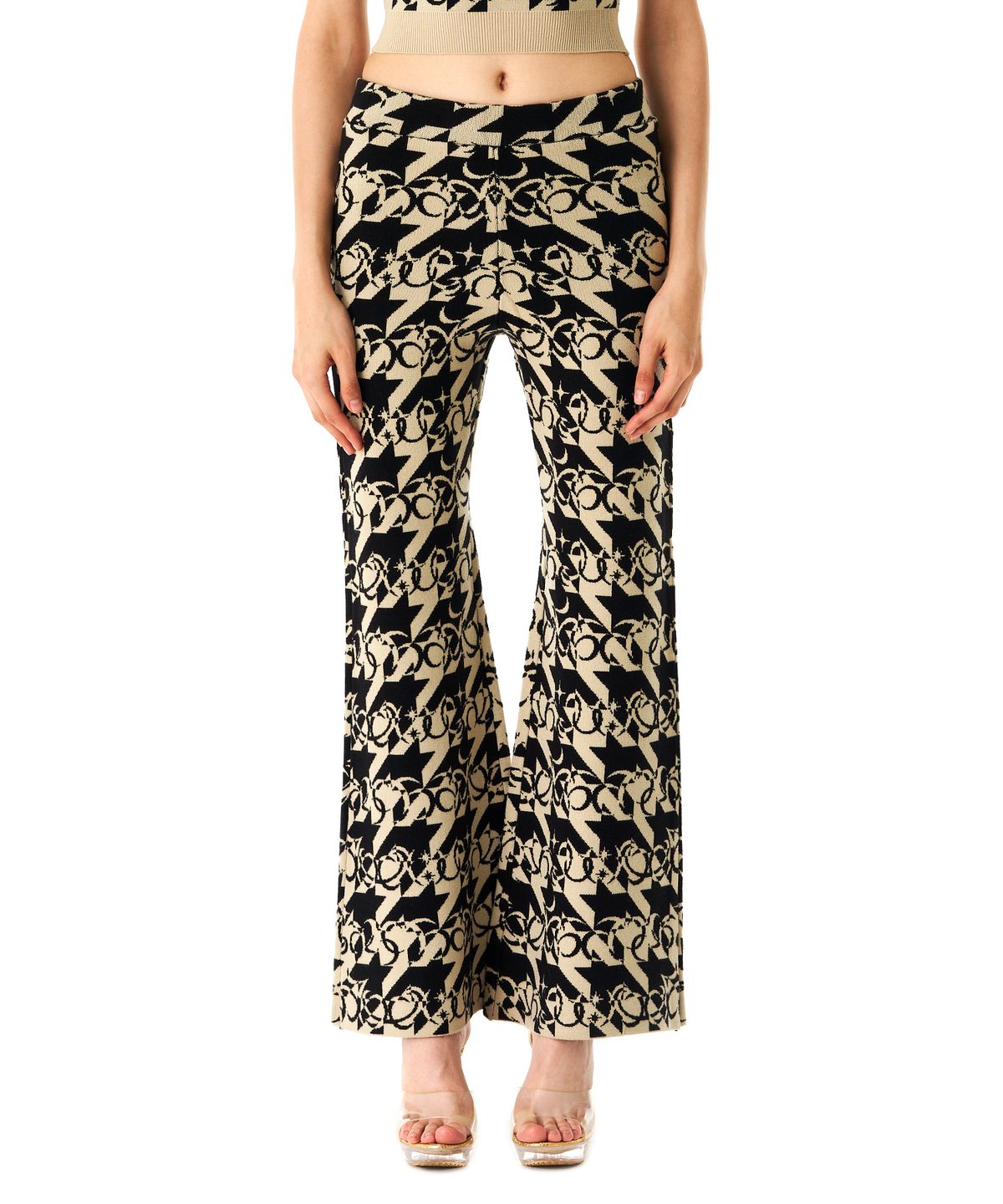 배디(BADEE) Houndtooth Bootscut Pants Beige/Black