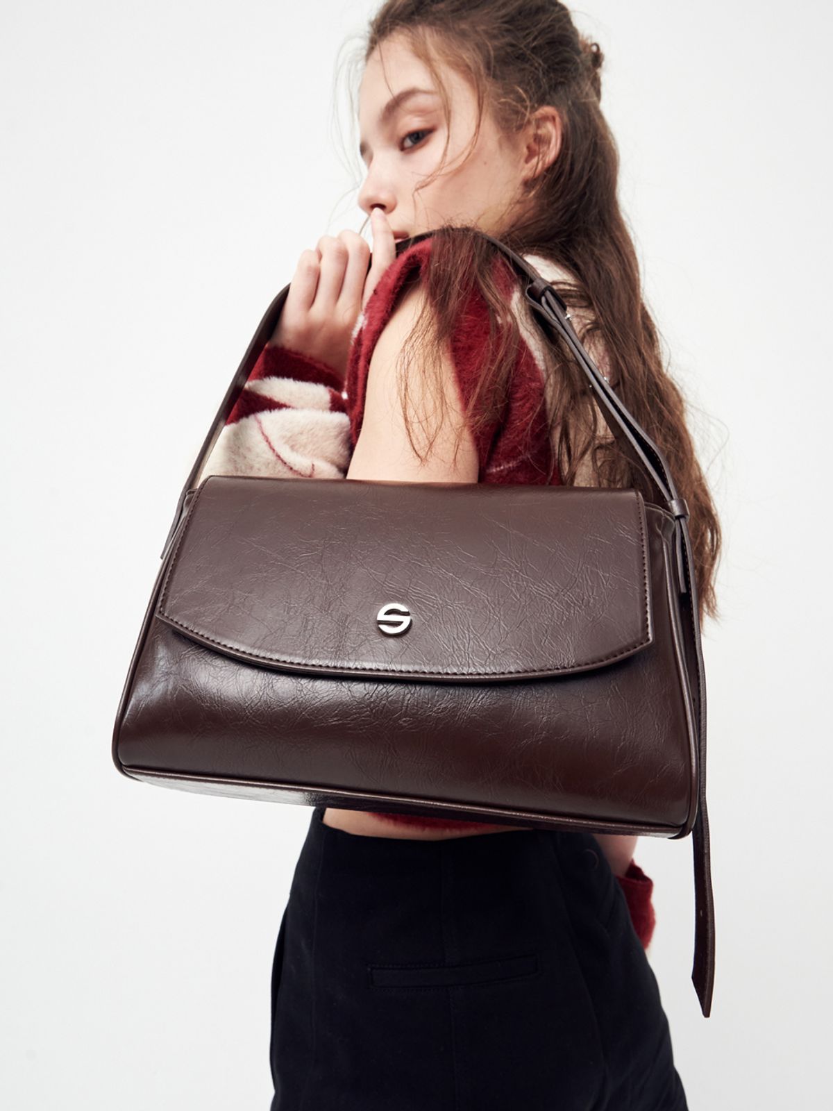 세미코드(SEMICODE) capture bag mini - crinkle choco brown
