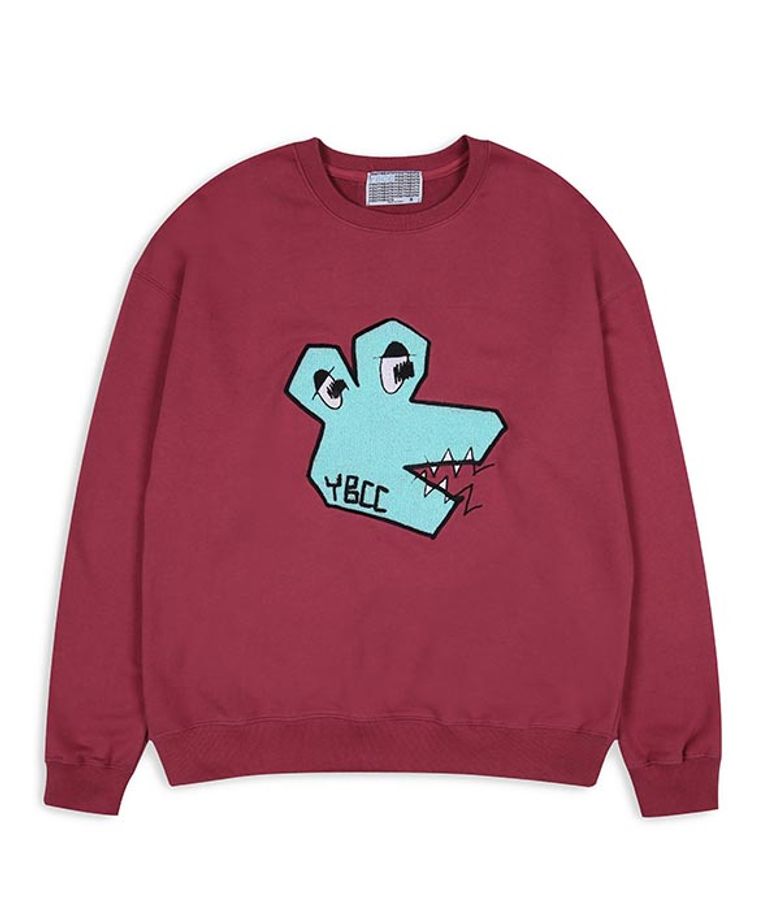 Brushed Overfit Sweatshirt_Dino burgundy