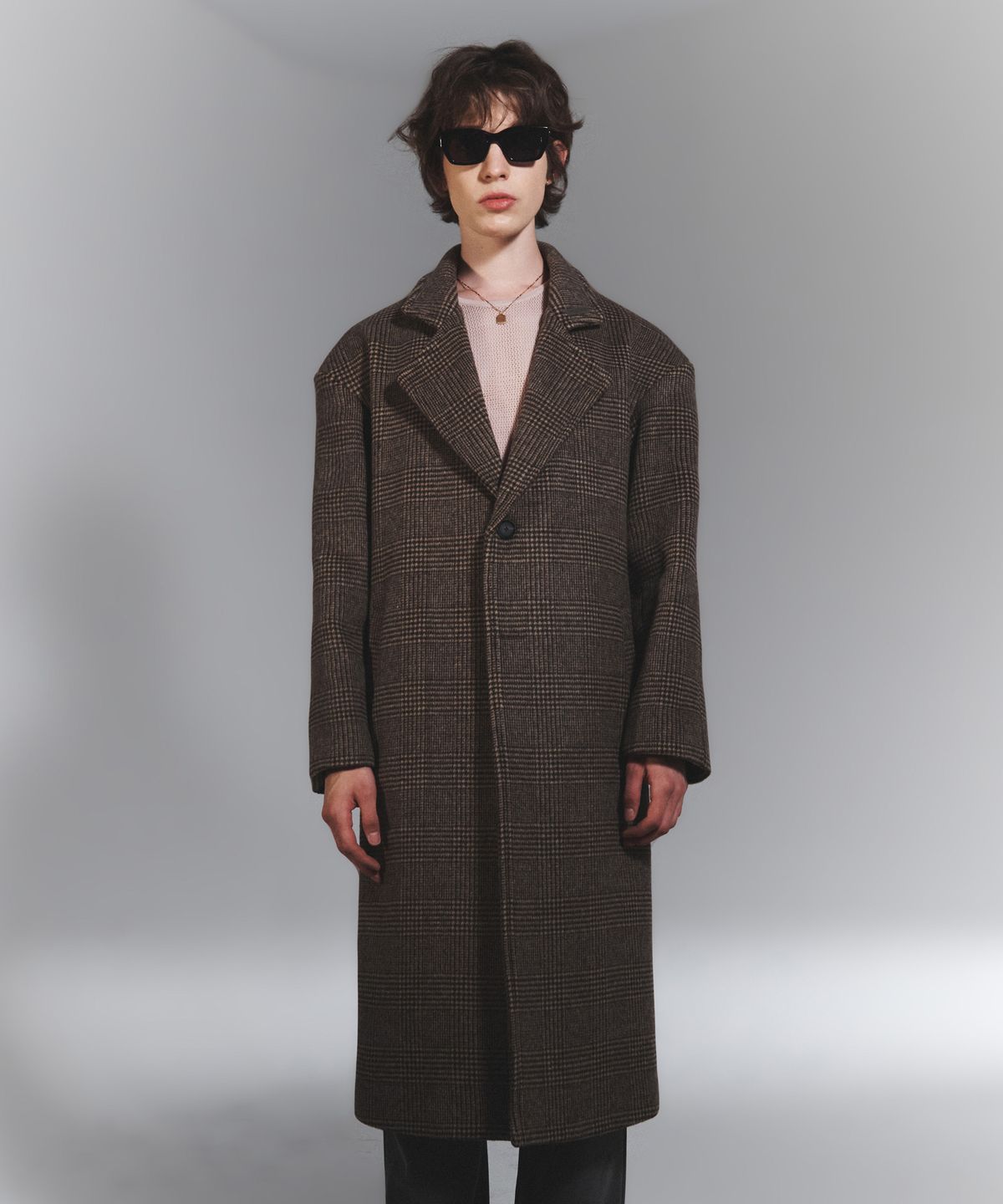 나이트플로우(NIGHT FLOW) Wool Blended Checked Single Coat