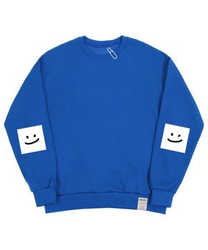 [UNISEX]엘보우 스퀘어 스마일 맨투맨_코발트블루