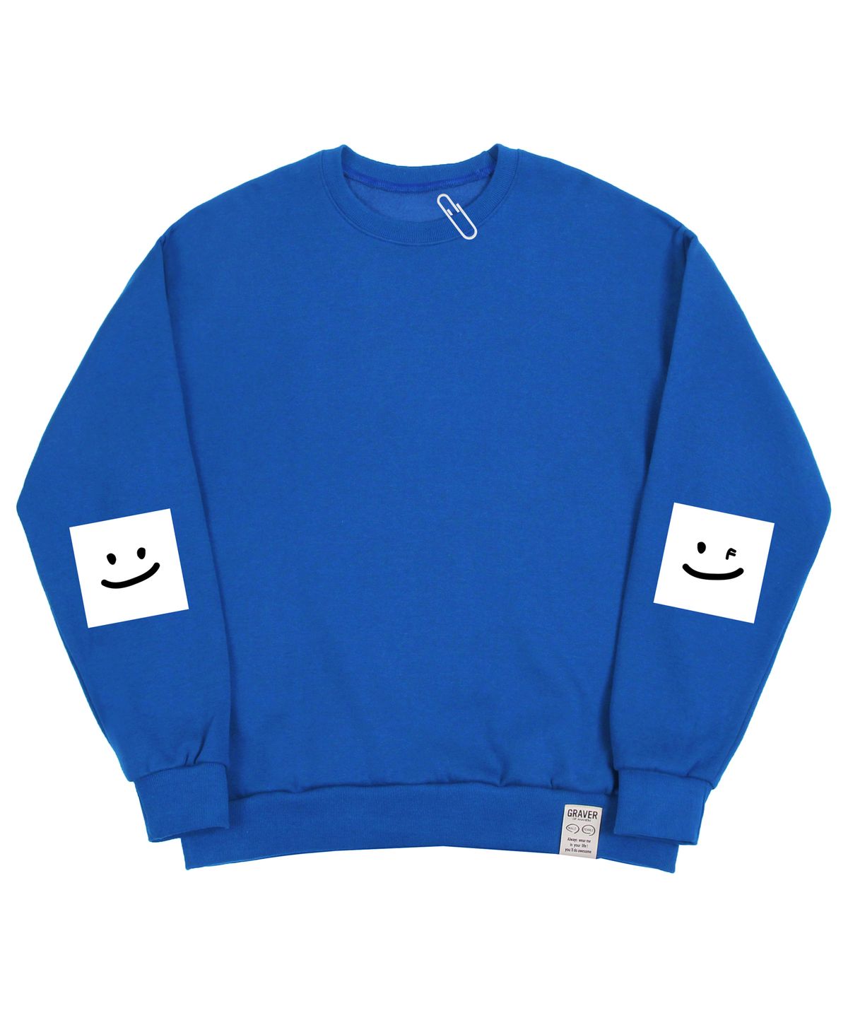 그레이버(GRAVER) [UNISEX]엘보우 스퀘어 스마일 맨투맨_코발트블루