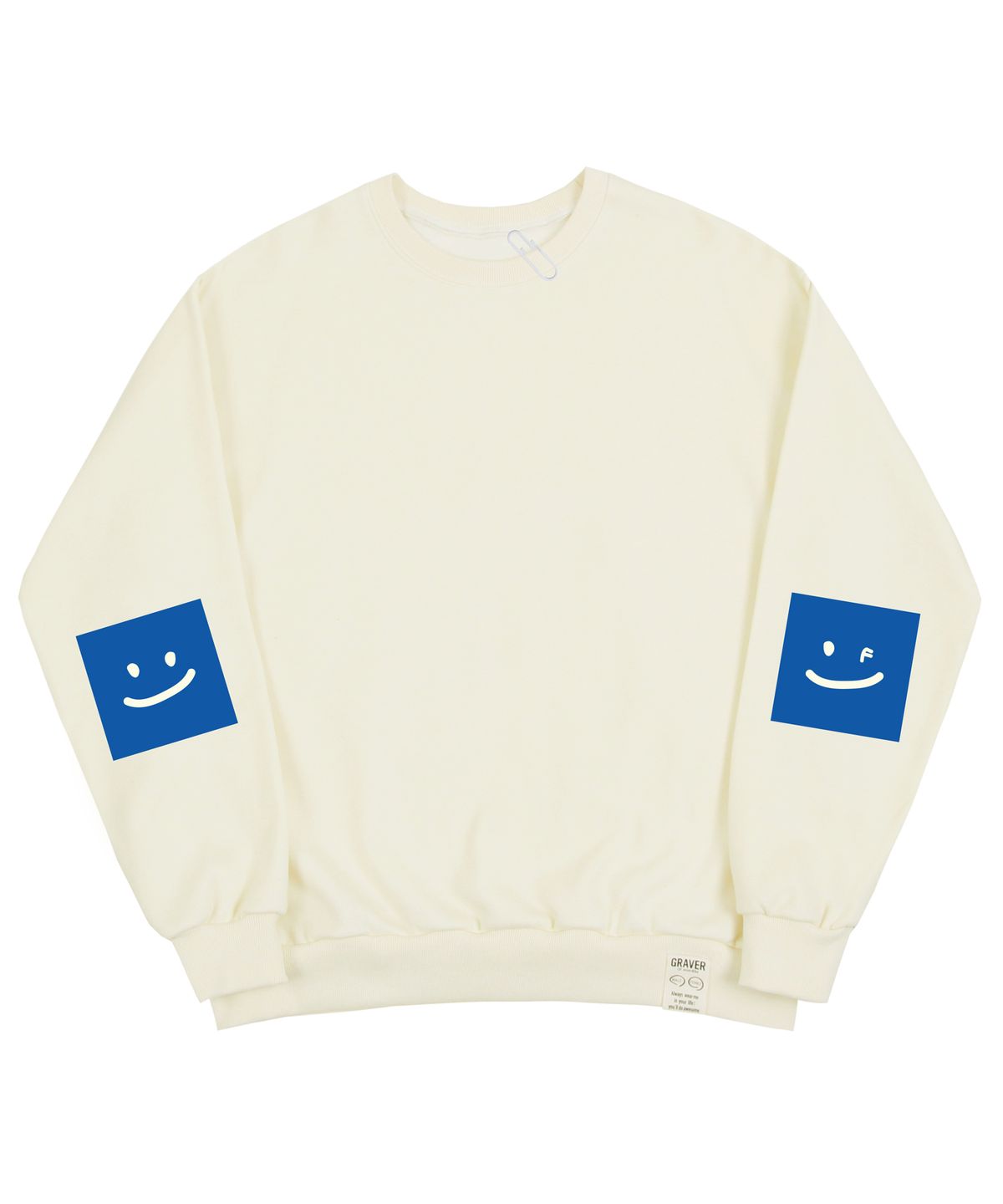 그레이버(GRAVER) [UNISEX]엘보우 스퀘어 스마일 맨투맨_크림