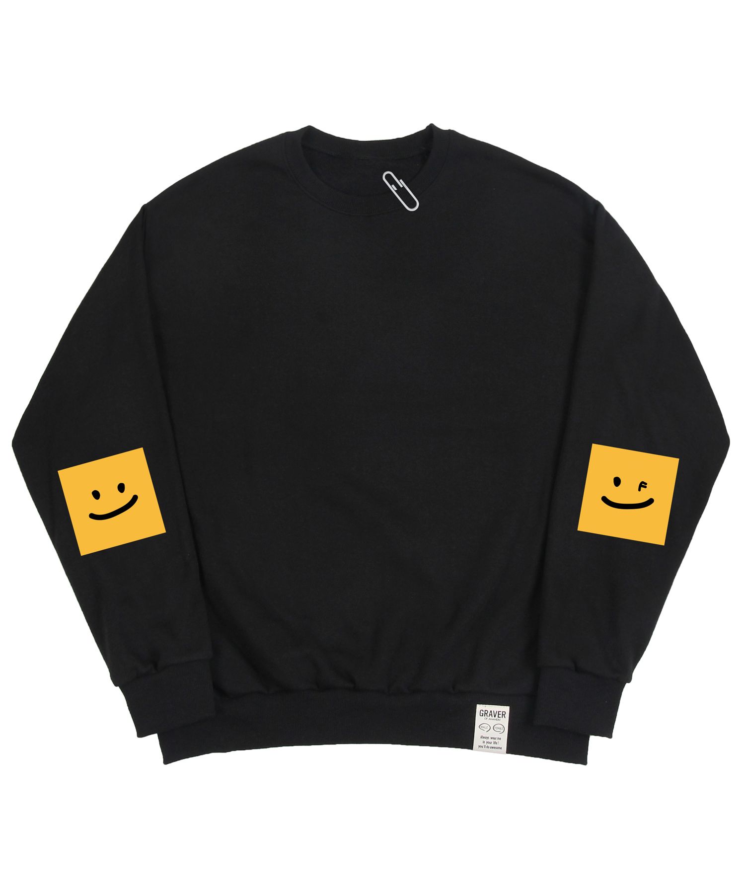 【GRAVER】Elbow Dot Smile Clip Sweatshirt MUSINSA | GRAVER [UNISEX] ELBOW SQUARE SMILE WHITE CLIP