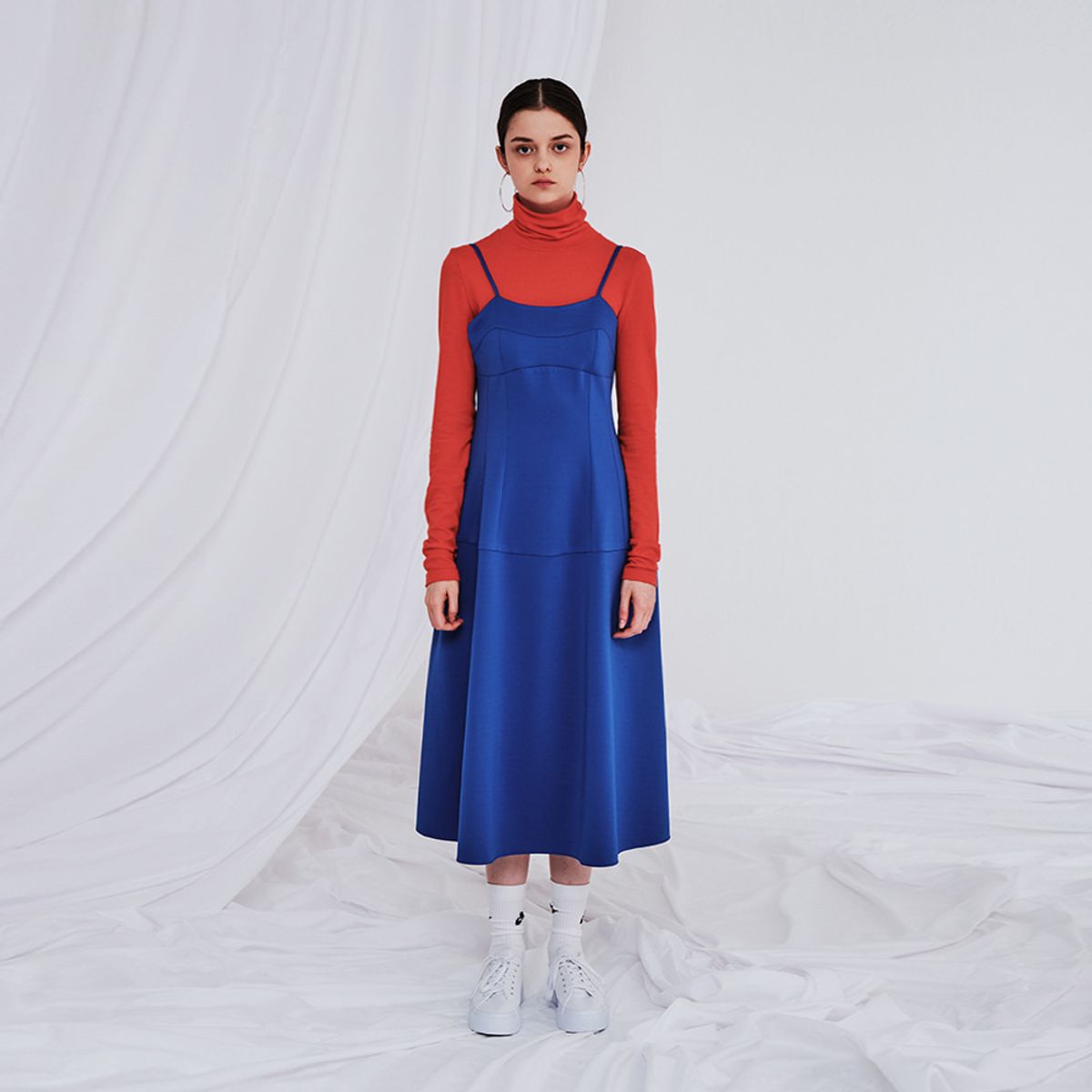 메이크어토스트(MAKE A TOAST) STRAP BUSTIER DRESS BLUE