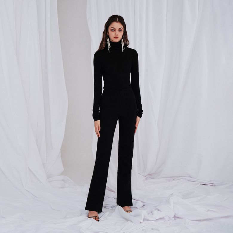 SLIT SLIM SLACKS BLACK