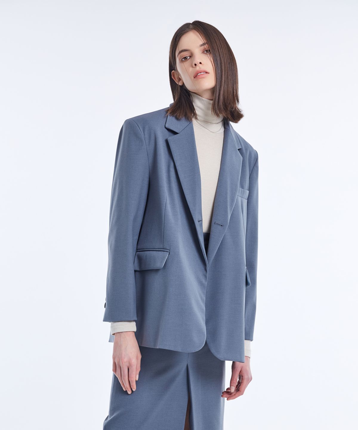네벨에브리웨어(NEBELEVERYWEAR) WOOL BASIC JACKET_DEEP BLUE