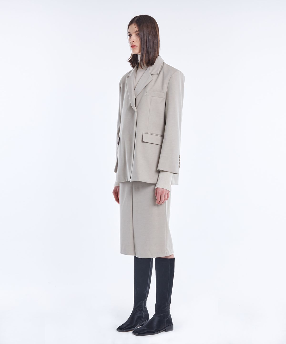 네벨에브리웨어(NEBELEVERYWEAR) WOOL BASIC SKIRT_BEIGE