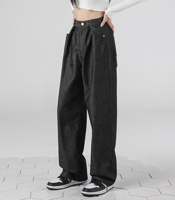 ☆AVANDRESS☆ BUCKLE WIDE DENIM PANTS BLACK AD41PT34BK MUSINSA | AVANDRESS BUCKLE WIDE DENIM PANTS SELVAGEBLACK