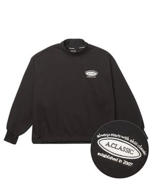 하이넥 스트링 스웻셔츠 블랙