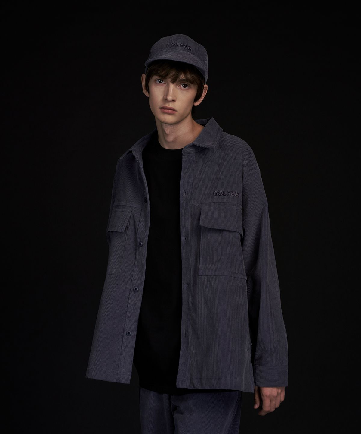 프라이데이 나이트 골프 클럽(FRIDAY NIGHT GOLF CLUB) GOLFER 코듀로이 셔츠 자켓_Unisex(Charcoal gray)