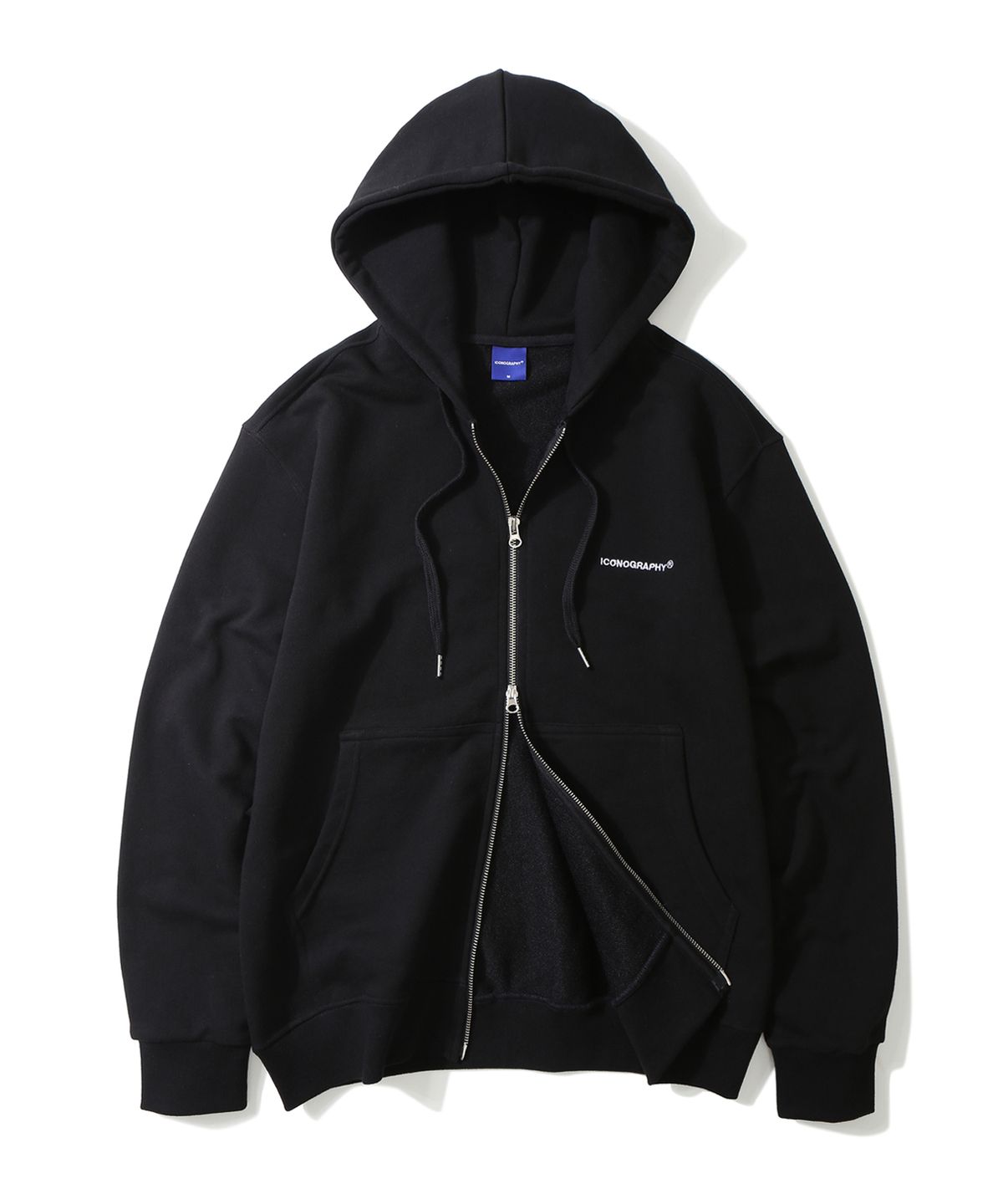 아이코노그라피(ICONOGRAPHY) HOODIE 2WAY ZIP_UP BK
