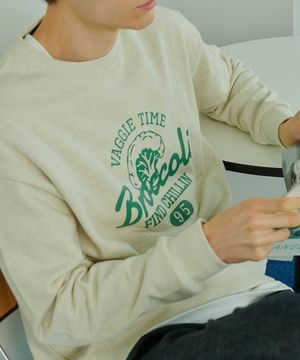 F2321 브로콜리타임 맨투맨 오트밀