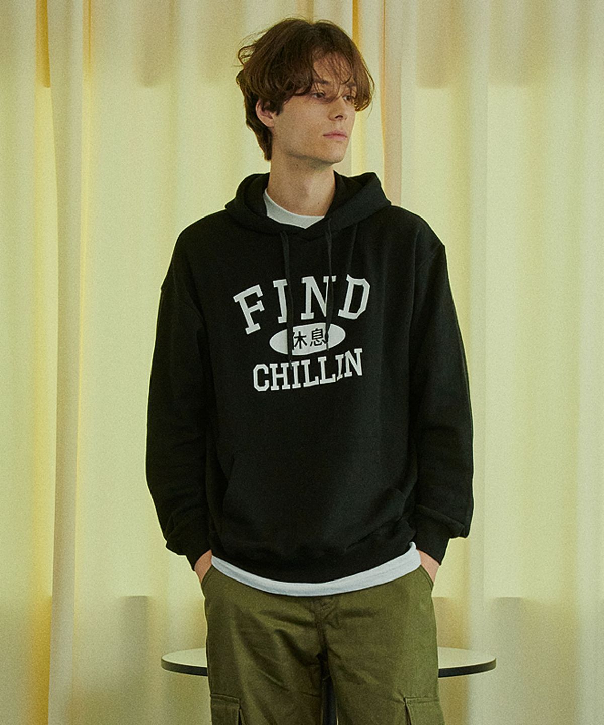 파인드칠린(FINDCHILLIN) F3321 릴렉스 후드 밴타블랙