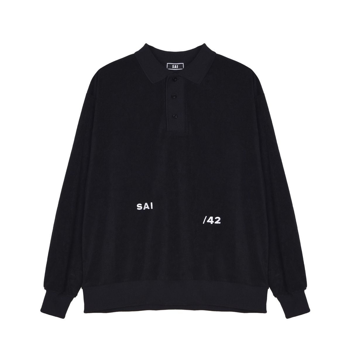 사이(SAI) 002 롱슬리브 로고 폴로티  블랙