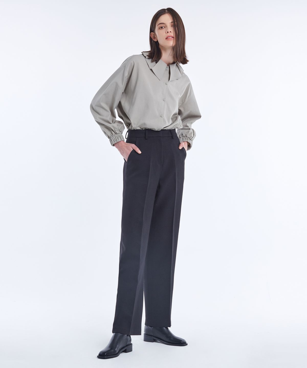 네벨에브리웨어(NEBELEVERYWEAR) STRAIGHT WOOL PANT_BLACK