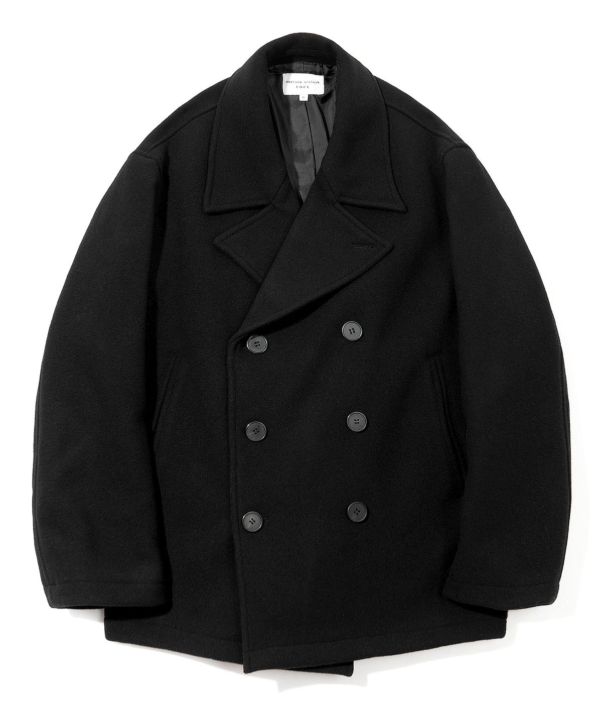 커스텀어클락(COSTUME O’CLOCK) 미니멀 울 피 코트 블랙 COOSCT022BLACK