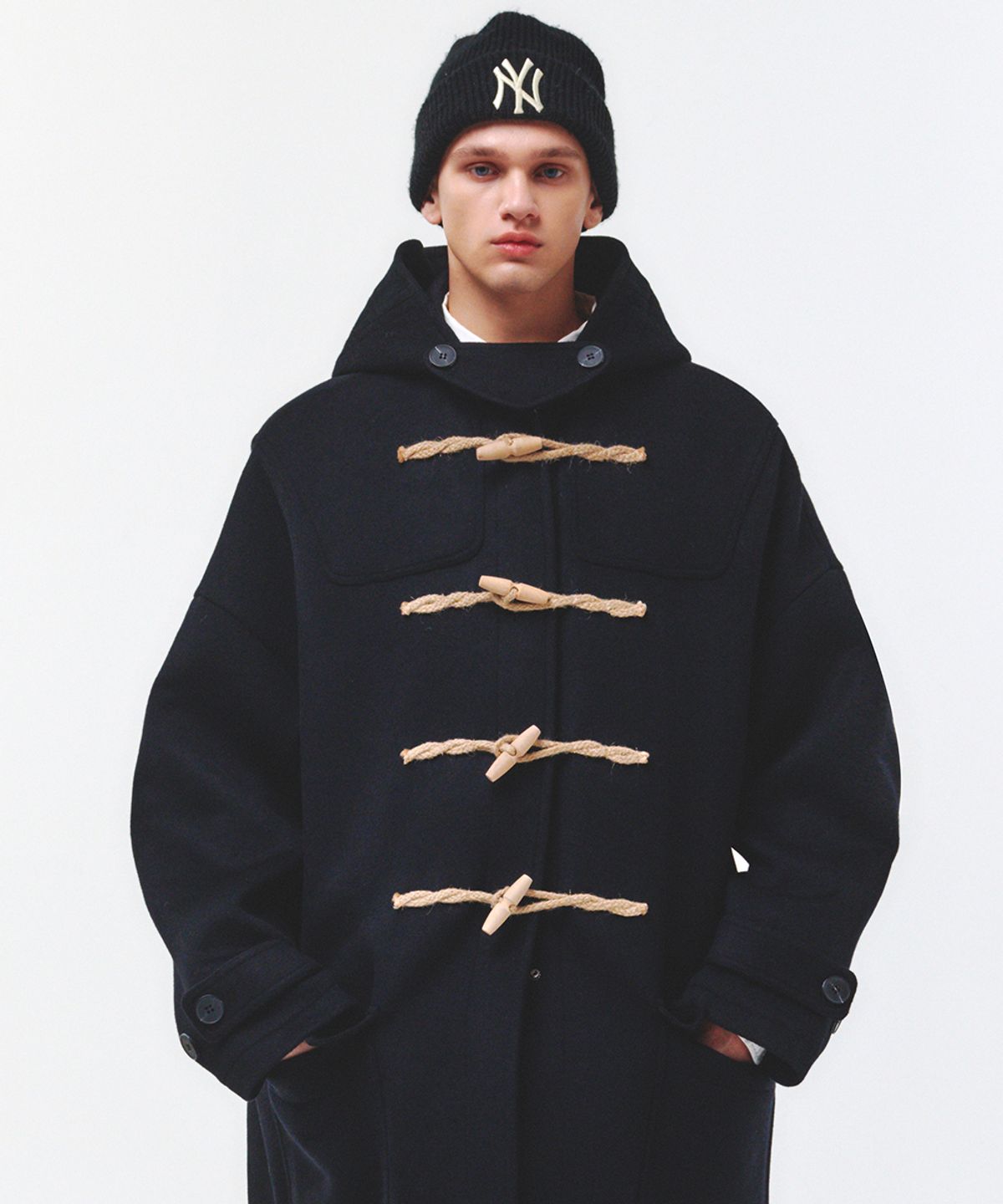 메인부스(MAINBOOTH) [울90%]Oversized Duffle Coat(BLACK)