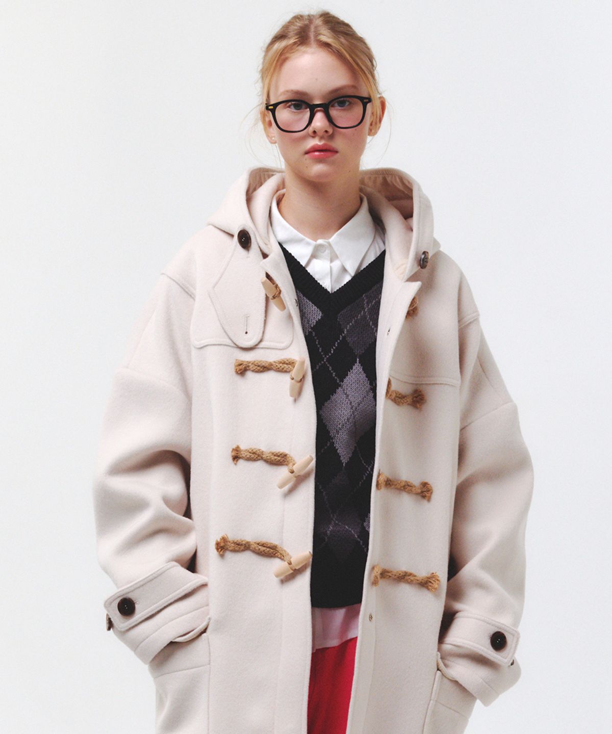 메인부스(MAINBOOTH) [울90%]Oversized Duffle Coat(IVORY)