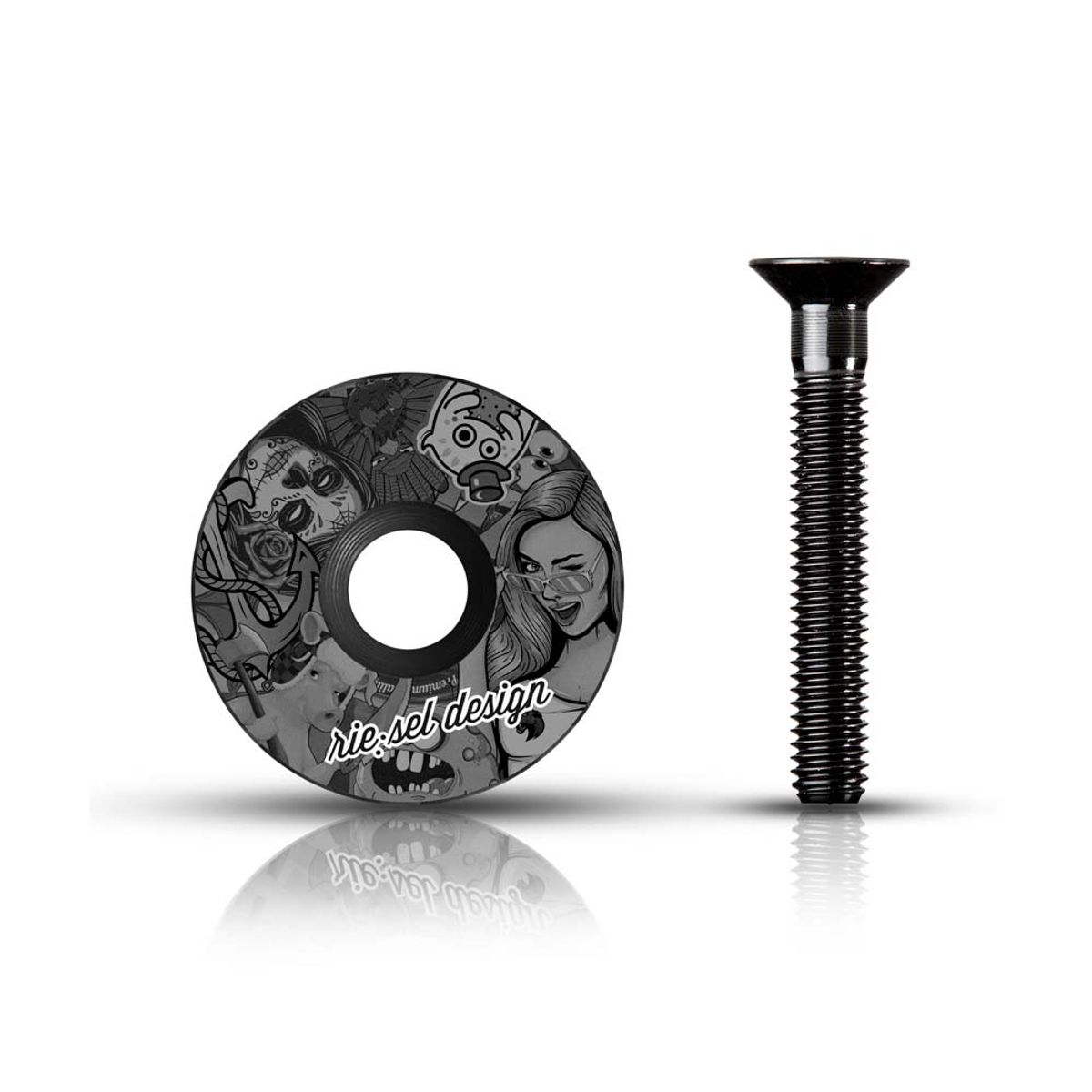 노그(KNOG) 리젤디자인 헤드셋 스템-캡 탑캡 스티커밤 울트라 블랙2